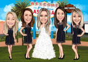 Groomsmen with Bridesmaids Caricature
