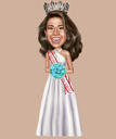 Queen Cartoon Portrait mit benutzerdefiniertem Hintergrund im Farbstil von Fotos