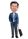 Businessman in Blue Suit Caricature Portrait