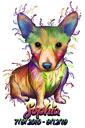 Retrato memorável de cachorro de corpo inteiro de fotos em estilo aquarela arco-íris