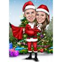 Custom Christmas Couple Caricature