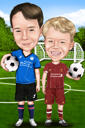 Siblings Full Body Funny Caricature in Color Style