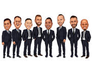 Caricatura de padrinos de boda con esmoquin