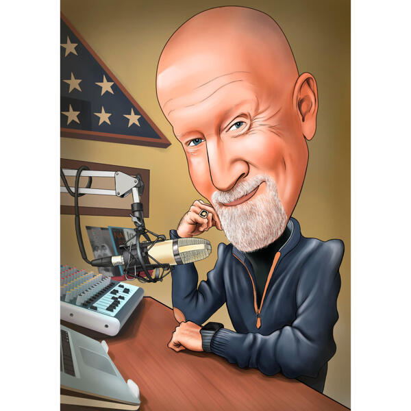 Exaggerated Podcast Caricature