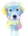 Пастельный акварельный портрет собаки по фотографиям