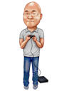 Caricatura colorida de jogador personalizada em fone de ouvido para jogos da foto