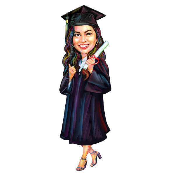 Yağlı Boya Mezuniyet Karikatürü ve Diploma Belgesi