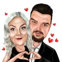 Ystävänpäivä sydän kädet karikatyyri lahja