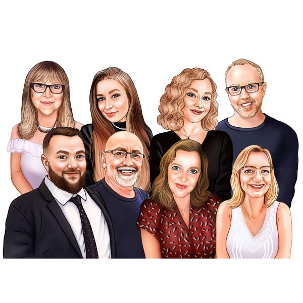Family Caricature of 8 Drawing