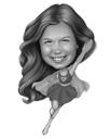 Kohandatud superkangelase lendava lapse karikatuur