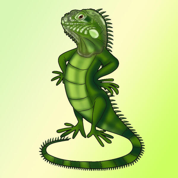 Reptilkarikatyrteckning från foton med en färgad bakgrund