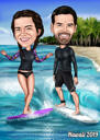 Cuplu pe val pentru iubitorii de surf