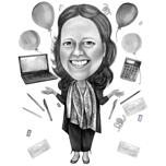 Mutterberuf-Cartoonzeichnung nach Foto