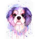 Portrait de caricature d'épagneul mignon dans un style aquarelle pastel à partir de photos