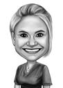 Caricature d'infirmière en noir et blanc