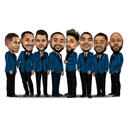 Caricatura de padrinos de boda con esmoquin