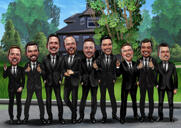 Business Group Trip Caricature
