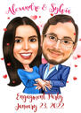 Proposition de fiançailles caricature de couple dans un style de couleur exagéré drôle à partir de photos