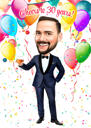 Custom Birthday Boy Caricature from Photos in Colored Style