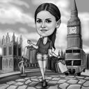 Karikatur einer Frau in London