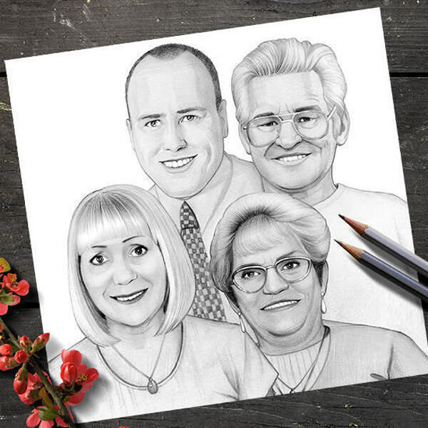 صورة كارتون لمجموعة العائلة مرسومة يدويًا من الصور - اطبع على الملصق