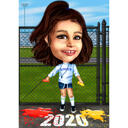 Caricatura Kinder personalizada com tema esportivo em estilo colorido a partir de fotos