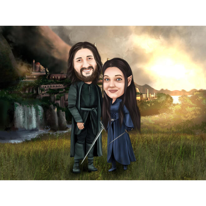 Lord of the Rings Couple Caricature