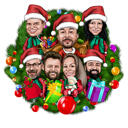 Caricature de la famille de la couronne de Noël