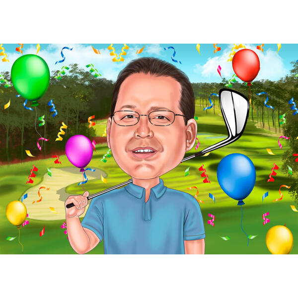 Caricatura de cumpleaños de golfista
