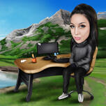 Landscape Painter Artist Caricature in Color Style from Photos