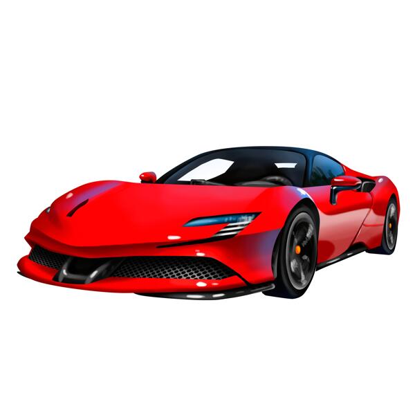 Red Car Drawing from Photo