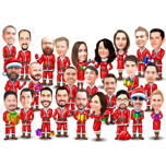 Custom Christmas Santa Group Caricature