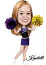 Cheerleader Caricature in Colored Style