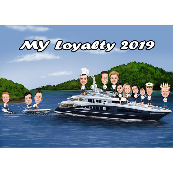 Virksomhedens ansatte på Yacht