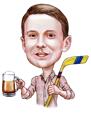 Personalized Colored Style Caricature - Person with Beer Mug for Custom Gift
