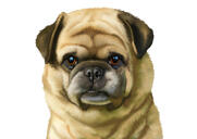 Personalized Pug Portrait in Color Style from Photo
