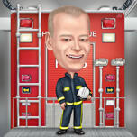 Overdreven brandweerman-kunstwerk