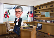 Chief Executive Officer Persoon gekleurde karikatuur op aangepaste achtergrond