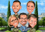 Military Group Cartoon Drawing from Photo