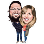 Paar schwangere übertriebene Karikaturzeichnung für das Erwarten des Baby-Karikatur-Geschenks