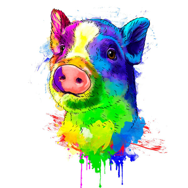 Söt gris akvarellteckning