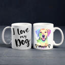 Tazza personalizzata per cani - I Love My Dog with Custom Watercolor Portrait