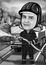 Feuerwehrmann-Cartoon in Schwarz und Weiß