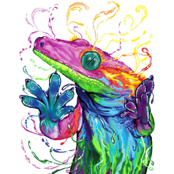 Caricature de lézard caméléon reptile à l'aquarelle