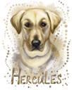 Akvareļu suņa portrets ar vārdu dabiskā krāsā