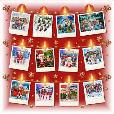 Caricature de Noël personnalisée à partir de photos