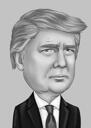 Siyah Beyaz Trump Karikatürü