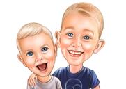 Portrait de caricature de bébé garçons à partir de photos pour cadeau de dessin de dessin animé personnalisé pour enfants