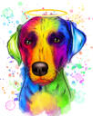 Akvarelli koiran katoamisen lahjan muistomerkki muotokuva taustalla