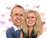 Anniversary Caricature with Hearts